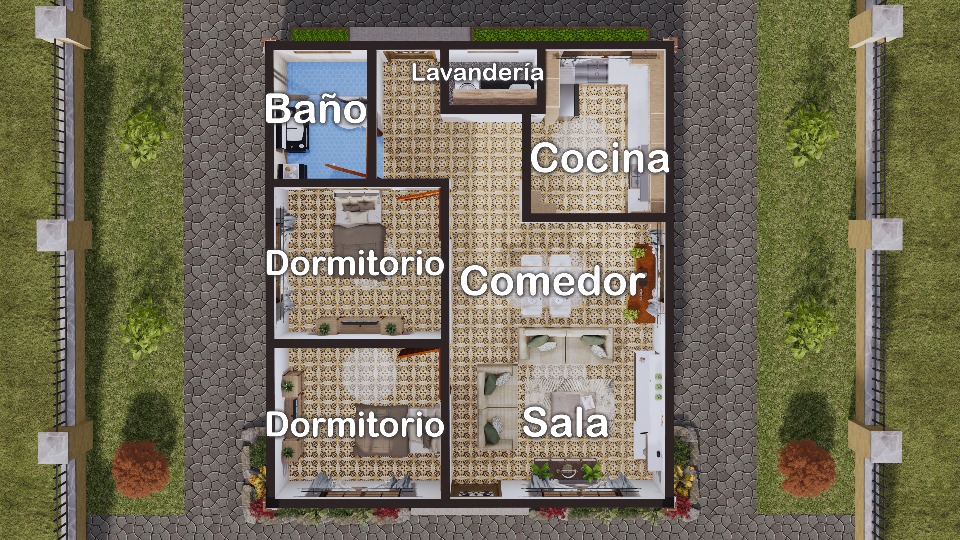 Casa de 5x7 metros con 2 dormitorios